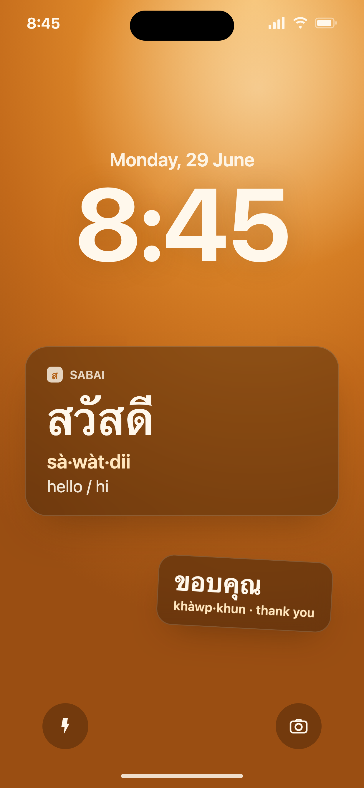 Sabai widget on the iPhone Lock Screen